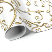 Cadeau Notes de musique d'or sur le papier d'emballage de (Coin rond)