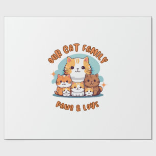Cadeau "Notre famille de chats Papier d'emballage Paws & 