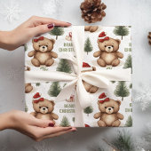 Cadeau Nounours de fête Papier d'enveloppement de nom de 