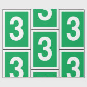 Cadeau Numéro Trois Papier D'Enveloppement Blanc Et Vert (Plat)