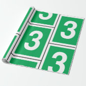 Cadeau Numéro Trois Papier D'Enveloppement Blanc Et Vert (Déroulé)