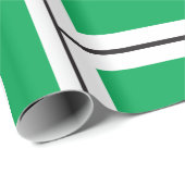 Cadeau Numéro Trois Papier D'Enveloppement Blanc Et Vert (Coin rond)