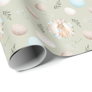 Cadeau Oeufs de Pâques et papier d'enveloppement de lapin