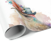 Cadeau Oiseau d'aquarelle adorable dans un papier d'envel (Coin rond)