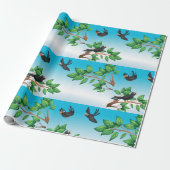 Cadeau Oiseaux Dans Un Papier D'Enveloppement D'Arbre (Déroulé)