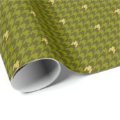 Cadeau Olive with Gold Accent Houndstooth Papier d'envelo (Coin rond)