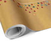 Cadeau Or avec petites gouttelettes rouges/vertes> Papier (Coin rond)