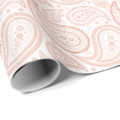 Cadeau Orange lumineuse de Paisley sur le papier (Coin rond)