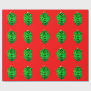 Cadeau Ornements de cône de pin vert Papier d'emballage r