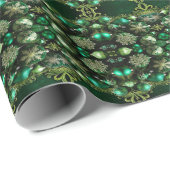 Cadeau Ornements Décoratifs verts Papier d'enveloppement  (Coin rond)