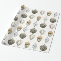 Ornements d'or Papier d'emballage de Noël