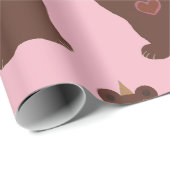 Cadeau Ours de papier brillant, bébé fille (Coin rond)