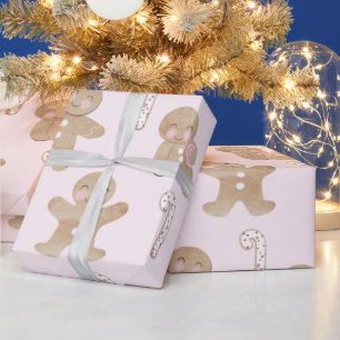Cadeau Pain d'épices de Noël Papier à enveloppement rose