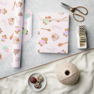 Cadeau Pain d'épices rose Maison Papier d'enveloppement d