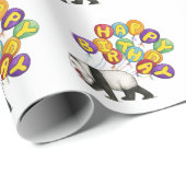 Cadeau Panda Bear Happy Birthday Wrapping Papier (Coin rond)