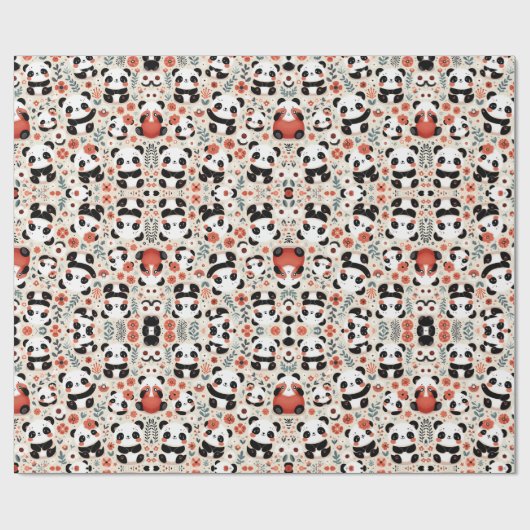 Cadeau Panda Magic : Conception de papier d'enveloppement (Plat)