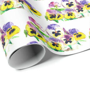 Cadeau Pansies Jardin Vintage Floral Peint Papier
