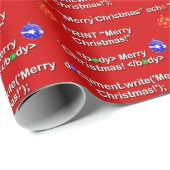 Cadeau Papier 2 de Noël de codage (Coin rond)