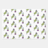 cadeau papier 3 vel paardjes groen roze (Voorkant 2)