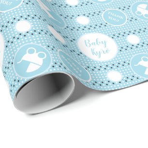 Cadeau Papier à baby shower avec poussette pour garçon