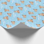 Cadeau Papier à baby shower avec poussette pour garçon (Coin)