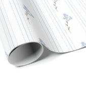 Cadeau Papier à Baby shower floral bleu (Coin rond)