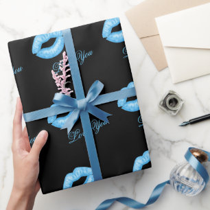 Cadeau Papier à baisers Bleu à lèvres
