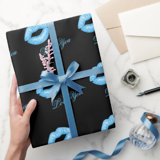 Cadeau Papier à baisers Bleu à lèvres