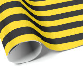 Cadeau Papier à enveloppement à rayures jaune/noir (Coin rond)
