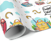 Cadeau Papier à enveloppement à thème scolaire (Coin rond)