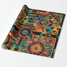 Papier à enveloppement artistique Cyan "Aztec Drea