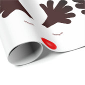 Cadeau Papier à enveloppement blanc Rudolph (Coin rond)