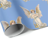 Cadeau Papier à enveloppement bleu clair de Noël Angel (Coin rond)
