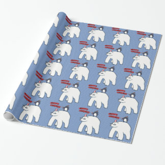 Cadeau Papier à enveloppement bleu de Noël à l'ours polai