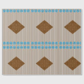 Cadeau Papier à enveloppement brillant Brown rayures Fleu (Plat)