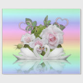 Cadeau Papier à enveloppement brillant, Cygne blanc paste (Plat)