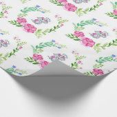 Cadeau Papier à enveloppement brillant Eléphant floral (Coin)