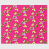 Cadeau Papier à enveloppement brillant, Giraffe Floral ro (Plat)