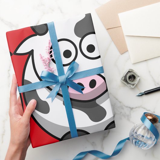 Cadeau Papier à enveloppement brillant pour vache à dessi