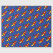 Cadeau Papier à enveloppement brillant rouge rouge fusée  (Plat)