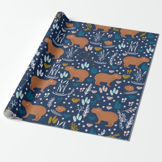 Cadeau Papier à enveloppement Capybara mignon (Déroulé)