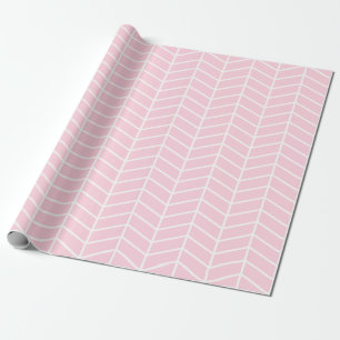 Cadeau Papier à enveloppement Chevron - Blanc sur rose c