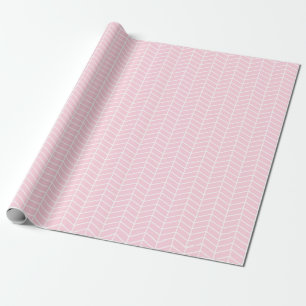 Cadeau Papier à enveloppement Chevron - Blanc sur rose c