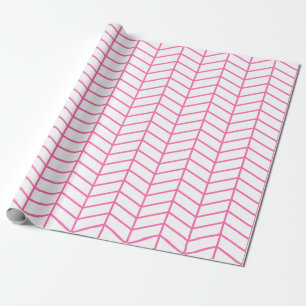 Cadeau Papier à enveloppement Chevron - rose sur blanc X