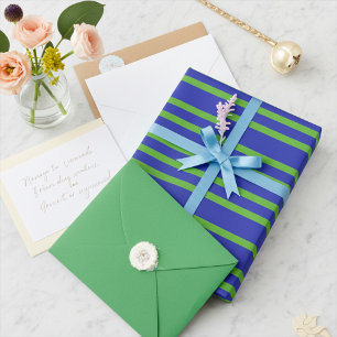 Cadeau Papier à enveloppement chic ressort vert et bleu