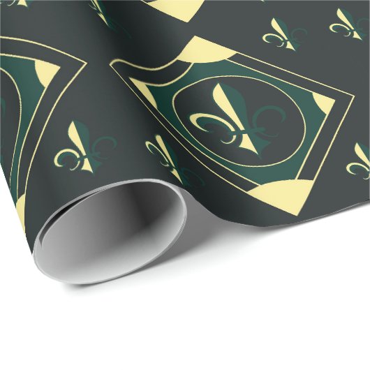Cadeau Papier à enveloppement classique noir vert (Coin rond)