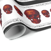 Cadeau Papier à enveloppement crânien rouge (Coin rond)