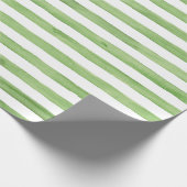 Cadeau Papier à enveloppement d'aquarelle vert - rayures (Coin)