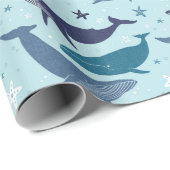 Cadeau Papier à enveloppement de baleine bleue (Coin rond)
