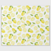 Cadeau Papier à enveloppement de citron jaune à l'aquarel (Plat)